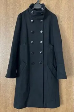 HELIOPOLE アンゴラ混 ウール ロングコート 黒 日本製 美シルエット