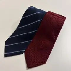Franco Spadaワインレッドのネクタイとネイビーのネクタイセット