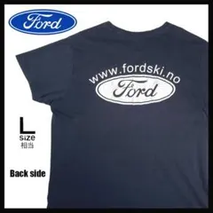 FORD フォード バックプリントTシャツ モーターT 古着 L相当 ネイビーのサムネイル