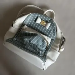 リボン付きストライプリュック