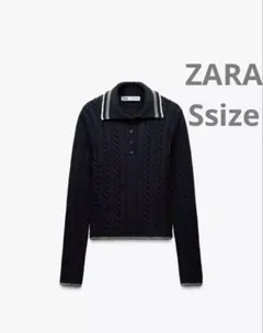 美品ZARA パイピングニットポロセーターSサイズ