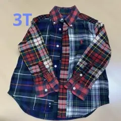 ラルフローレンチェック柄 長袖シャツ 3/3T100男の子女の子