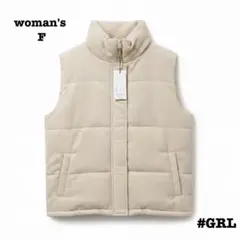 新品タグ付★GRL コーデュロイ中綿ベスト パフベスト フリー アイボリー 白
