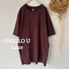 【ユニクロ】 L♪ メンズ 半袖 Tシャツ 無地 カジュアル ブラウン