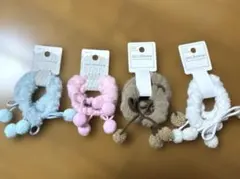 セリア　ふわふわポンポン　ヘアゴム　ぬい活　推し活　4点セット