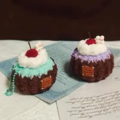 ケーキチャーム スイーツ グリーン 抹茶（※1点販売）ハンドメイド あみぐるみ