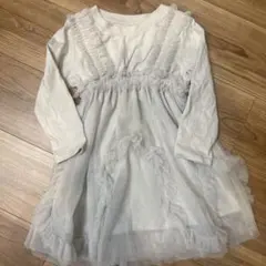 H&M グレー 長袖チュールワンピースドレス　95cm