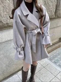 GRL 襟2Wayリボンベルト付きショート丈コート[kz159]