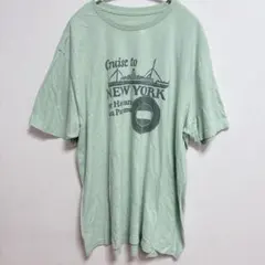 オールドネイビー プリント Ｔシャツ 丸首 半袖 XXL ゆったり 緑 綿 街着のサムネイル