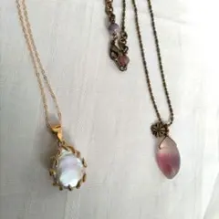 天然石淡水バロックパールとフローライトネックレス2つセット　ハンドメイド未使用