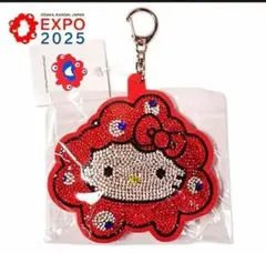 大阪 万博　ミャクミャク　ハローキティ　なりきり　キラキラ レザー キーホルダー