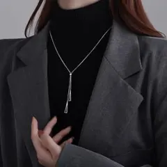 ロングネックレス シルバー シンプル ラリエット ラリアート おしゃれ 韓国