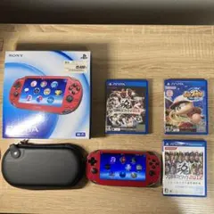 赤 PS Vita 本体 メモリーカード8G【ゲームソフト3本】