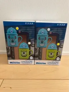 モンスターズ・インク ヘルメットふた付きフェイスマグカップ　2種セット