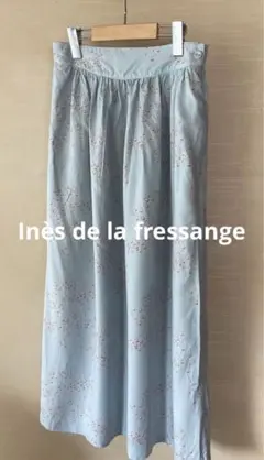 美品 ユニクロ イネス レーヨンギャザースカート ブルー