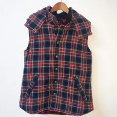 フレッドペリー　中綿入り　タータンチェック柄フードベスト　モッズ　ロック