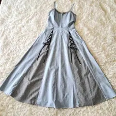 アクシーズファムポエティック フェイクレザー リボン キャミ ロングワンピースM