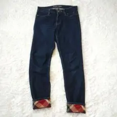 美品☆ブルーレーベルクレストブリッジ　スキニー　デニムパンツ　チェック　濃紺　M