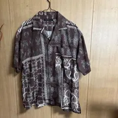 RAGEBLUE ペイズリー柄 半袖シャツ ブラウン Mサイズ