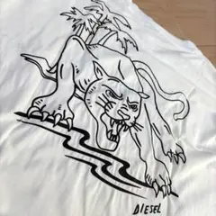 【完売品】DIESEL ディーゼルTシャツL ホワイト パンサー バックプリント