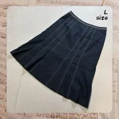 美品 ESPIE エスピエ ステッチライン フレアスカート 綿麻混のサムネイル