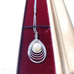 【silver刻印】ネックレス　ホワイトパール風デザイン