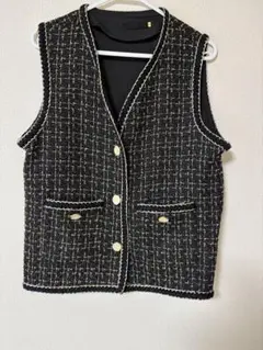 NOBLE ネイビー チェック ツイード ベスト - メルカリ