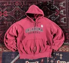 USA古着 カレッジロゴ フルジップ パーカー レッド L