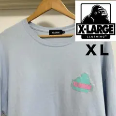 希少！X-LARGE ライトブルー 長袖カットソー ロンT 水色 パステルカラー