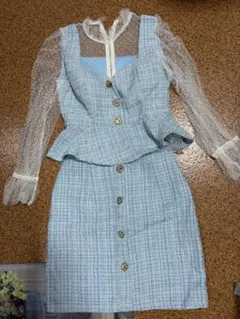 水色ペプラムセットアップ ナイトドレス