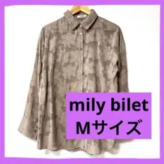 ミウィビレット　ベージュブラウン フラワーパターン 長袖シャツ　シアー素材　Mのサムネイル