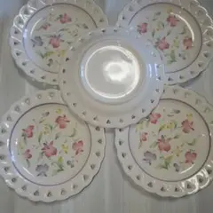 【昭和レトロ】花柄 プレート 洋食器
