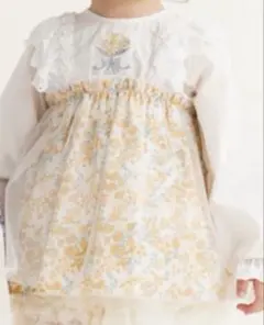 cottoli 花柄フリル付き長袖シャツ　80