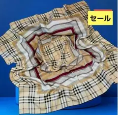 美品 バーバリーズ 大判シルクスカーフ ノバチェック 花柄 ホースロゴ