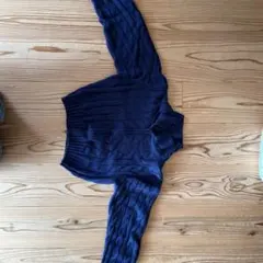 ネイビー ケーブル編み ジップアップ セーター