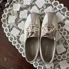 Pedala 薄紫..ホワイト ローファー革靴