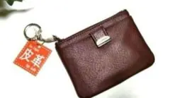 本革　小銭入れ　コインケース　ワインレッド　えんじ　臙脂　ミニ財布