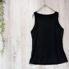黒 タンクトップ メッシュ風生地 Lサイズ相当 ヨガ カジュアル IJチャーム