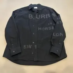 BURBERRY バーバリー ホースフェリー 長袖 シャツ 黒 ブラック S
