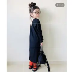 チャオパニックティピー　キッズワンピース　子供服　バックベルト　ブラック　お洒落