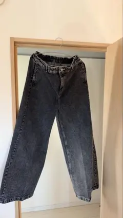 CLEL ヴィンテージライク ルーズ デニム パンツ L 黒 グレー ウォッシュのサムネイル