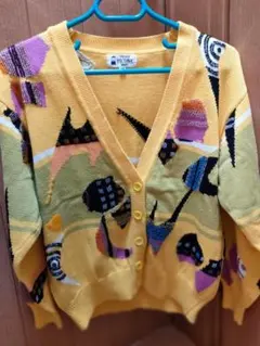 極美品✨PICONE 長袖ボタンカーディガン　総柄ビーズデザイン　コットン　38