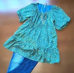 ロぺピクニック チュニック　半袖　花柄 提灯袖のサムネイル