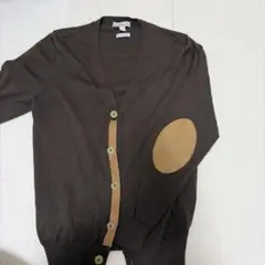 H.E. by MANGO メリノウール100% ブラウンカーディガン S