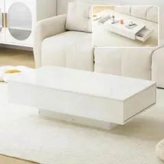 ホワイト ローテーブル 収納付き センターテーブル 木製 組立簡単 収納テーブル