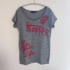 KariAng◆ボーダーロゴプリントTシャツ美品Sのサムネイル