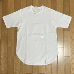 【新品】UNIQLO スムースコットンラウンドヘムロングT(半袖) ホワイト Mのサムネイル