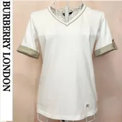 バーバリー ロンドン Tシャツ Vネック 半袖トップス 半袖カットソー 白 春夏