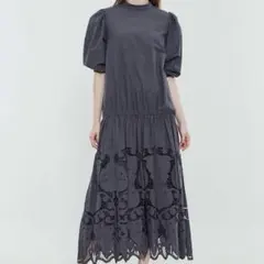 【Ameri】メディ2WAYボリュームスカラップレースドレス