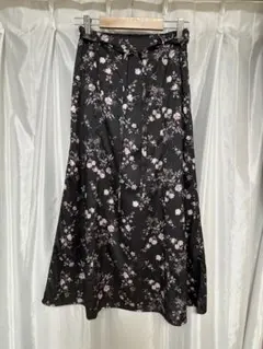 フラワープリント フレアスカート ロング丈